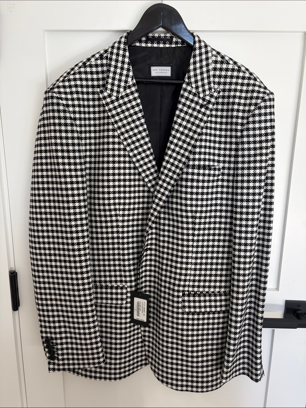 Ron Tomson Black and White Houndstooth suit